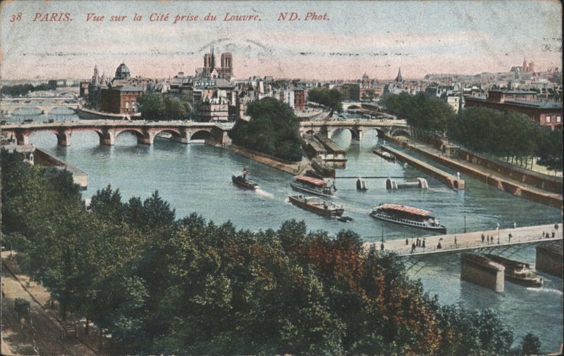 Paris View of Île de la Cité from Louvre, Seine River France