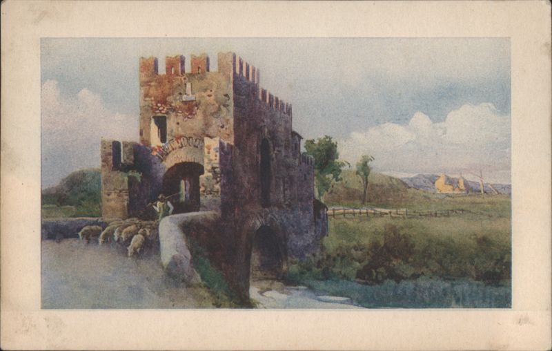 Ponte Nomentano, Rome, with Shepherd and Sheep Roma Italy