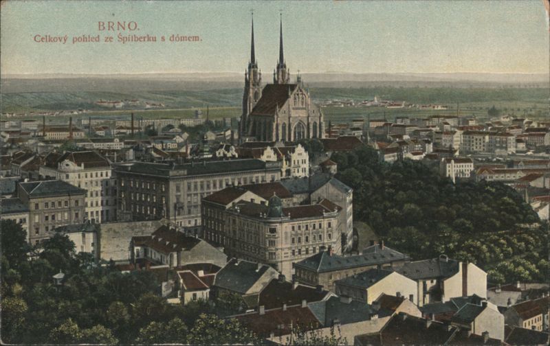 Brno: Overall View from Špilberk with Cathedral Czechoslovakia