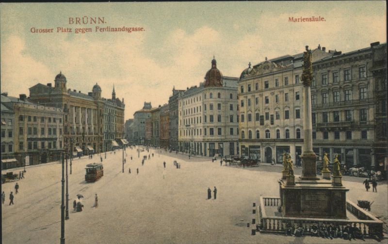 Brünn Grosser Platz, Mariensäule, Ferdinandsgasse Czechoslovakia