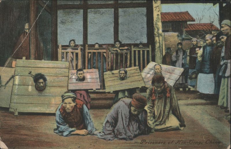 Prisoners in Stocks & Cages, Kia-Ting, China