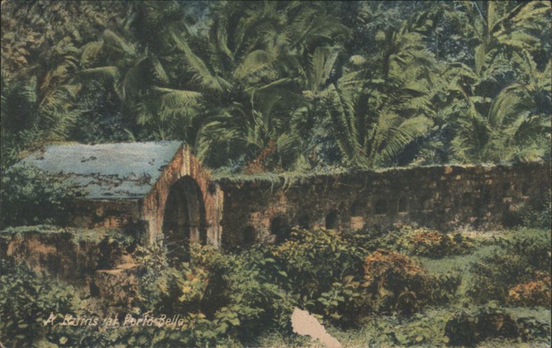 Ruins at Portobelo, Tropical Jungle Scene Panama