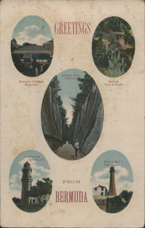 Greetings from Bermuda Multi-View: Lighthouses, Glengarry Cottage, Khyber Pass, Banana Tree