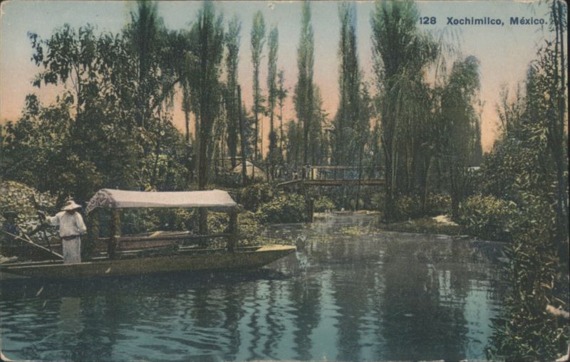 Xochimilco, México - Man in Boat on Canal Mexico