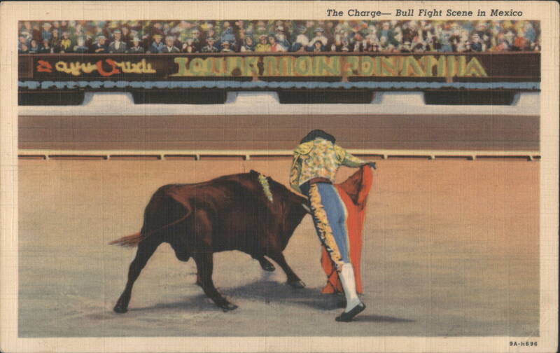 The Charge - Bull Fight Scene in Mexico