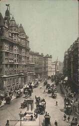 Knightsbridge, London - Busy Street Scene, Horse Carriages Postcard