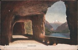 Axenstrasse Tunnel View, Lake & Mountains Postcard