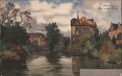 Hanau, Kinzig River View with Historic Buildings Postcard
