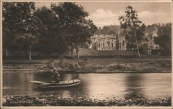 Abbotsford, Man Fishing on River with House in Background Postcard