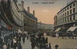Regent Street with Horse Carriages Postcard