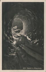 Rhone Glacier Ice Grotto Interior, Dazzling Blue Light Postcard