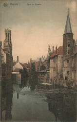 Bruges Quai du Rosaire Canal View with Belfry Postcard