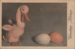 Pink Duck Toy & Eggs, Wesołego Alleluja Postcard