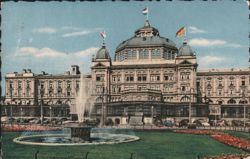 Kurhaus Building with Fountain Postcard