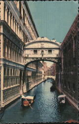 Bridge of Sighs, Gondolas on Canal, Venice Postcard