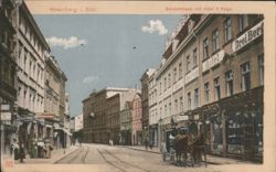 Hirschberg i. Schl. Bahnhofstrasse, Hotel Drei Berge Postcard