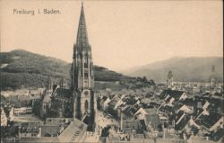 Freiburg Minster Spire & City View, Baden Postcard