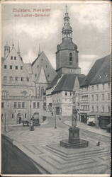 Eisleben Marktplatz mit Luther-Denkmal Postcard