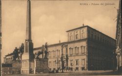 Palazzo del Quirinale with Obelisk and Statues, Rome Postcard