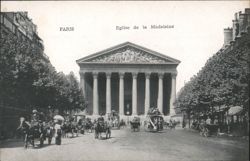 Eglise de la Madeleine, Horse Carriages, Paris Postcard