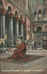 Stamboul: Hagia Sophia Mosque Interior, Praying Man Postcard