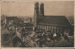 München Total: Panoramic City View, Frauenkirche Postcard