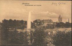 Merseburg Gotthardtsteich with Fountain & Swans Postcard