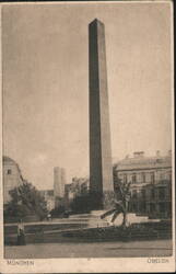 München Obelisk with Frauenkirche Postcard