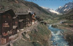 Blatten im Lötschental Village & River, Swiss Alps Postcard