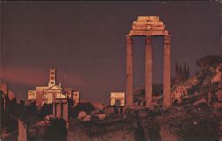 Roman Forum Ruins, Temple of Castor and Pollux Postcard
