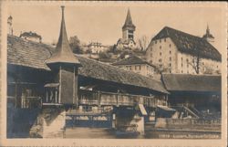 Luzern, Spreuerbrücke Covered Bridge with Tower Postcard