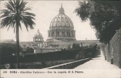 Vatican Gardens with St. Peter's Dome, Rome Postcard
