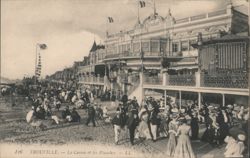 Trouville Casino and Boardwalk with Crowds Postcard
