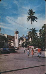 Church and Garden, Acapulco Street Scene Postcard