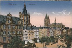 Köln Altermarkt, City Hall, & Cathedral Spires Postcard