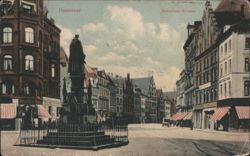 Hannover Schmiede-Strasse Street Scene with Monument Postcard