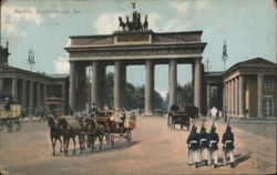 Brandenburg Gate, Berlin with Soldiers & Carriages Postcard