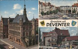 Deventer City Views, Town Hall, Street Scenes Postcard