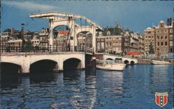 Magere Brug (Skinny Bridge) over Amstel River Postcard