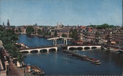Magere Brug Drawbridge over Amstel River, Amsterdam Postcard