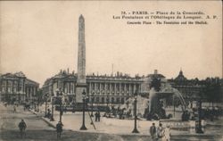 Place de la Concorde, Fountains and Obelisk of Luxor Postcard