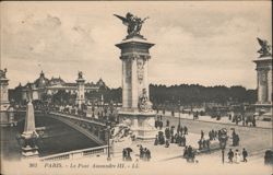 Pont Alexandre III, Paris, Ornate Bridge Statues Postcard