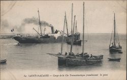 Saint-Nazaire Cargo Cie Transatlantique Passing Channel Postcard