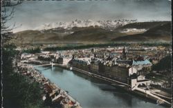 Grenoble General View, River, Mountains, Téléférique Postcard