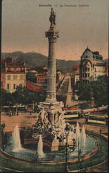 Marseille - La Fontaine Cantini, Column & Fountain Postcard
