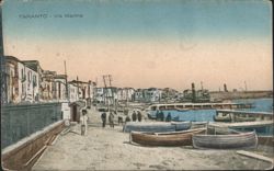 Taranto Via Marina Waterfront, Buildings & Boats Postcard
