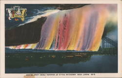 NIGHT VIEW, AMERICAN FALLS OF NIAGARA FROM LUNA ISLAND Postcard