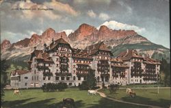 Hotel Karersee with Rosengarten Mountains Postcard