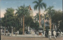 Park and Cathedral, Centrale Ave., Panama Postcard