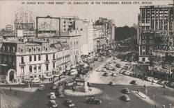 Av. Juarez with 'Iron Horse' (El Caballito) Statue Postcard